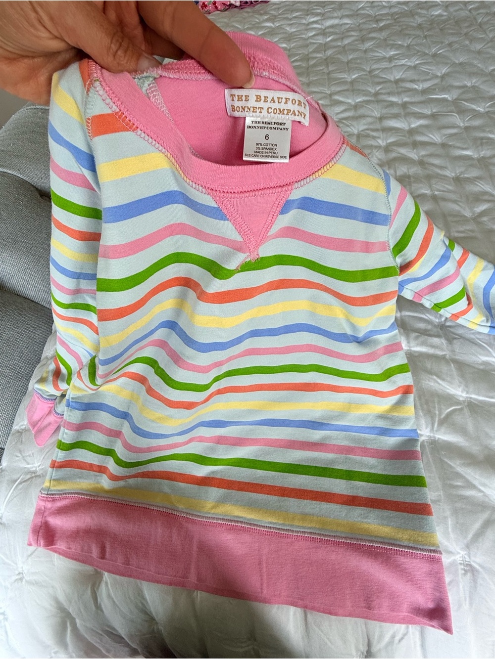 The Beaufort Bonnet Company Pink Trim Multicolor Stripe Sweater - Picture 3 of 3